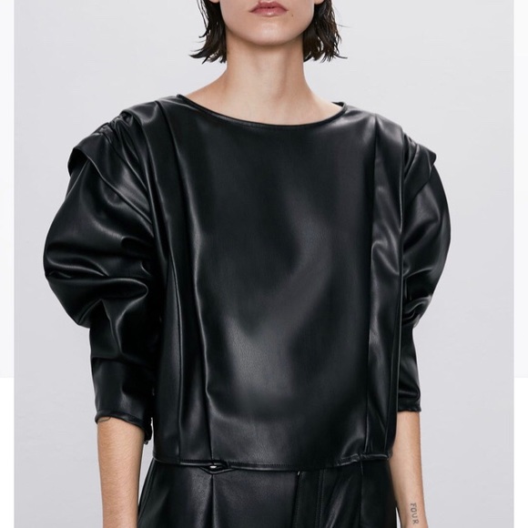 Zara Tops - Zara Ruffle faux leather top